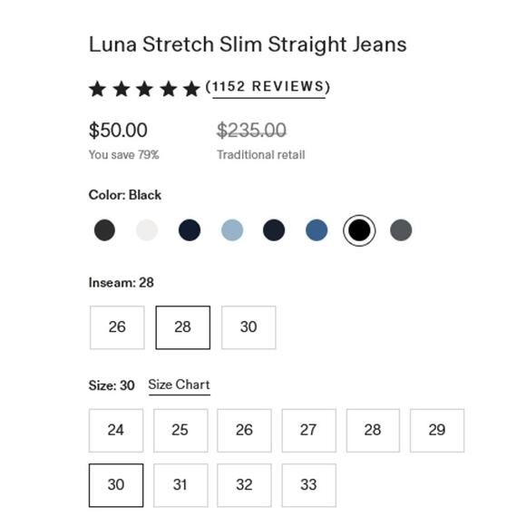 Quince Stretch Mid Rise Slim Stright Jeans Size 30/28 NWT - Picture 6 of 8